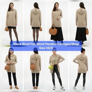 Vince Wool/Yak Blend Hooded Cardigan/Wrap Size XS/S